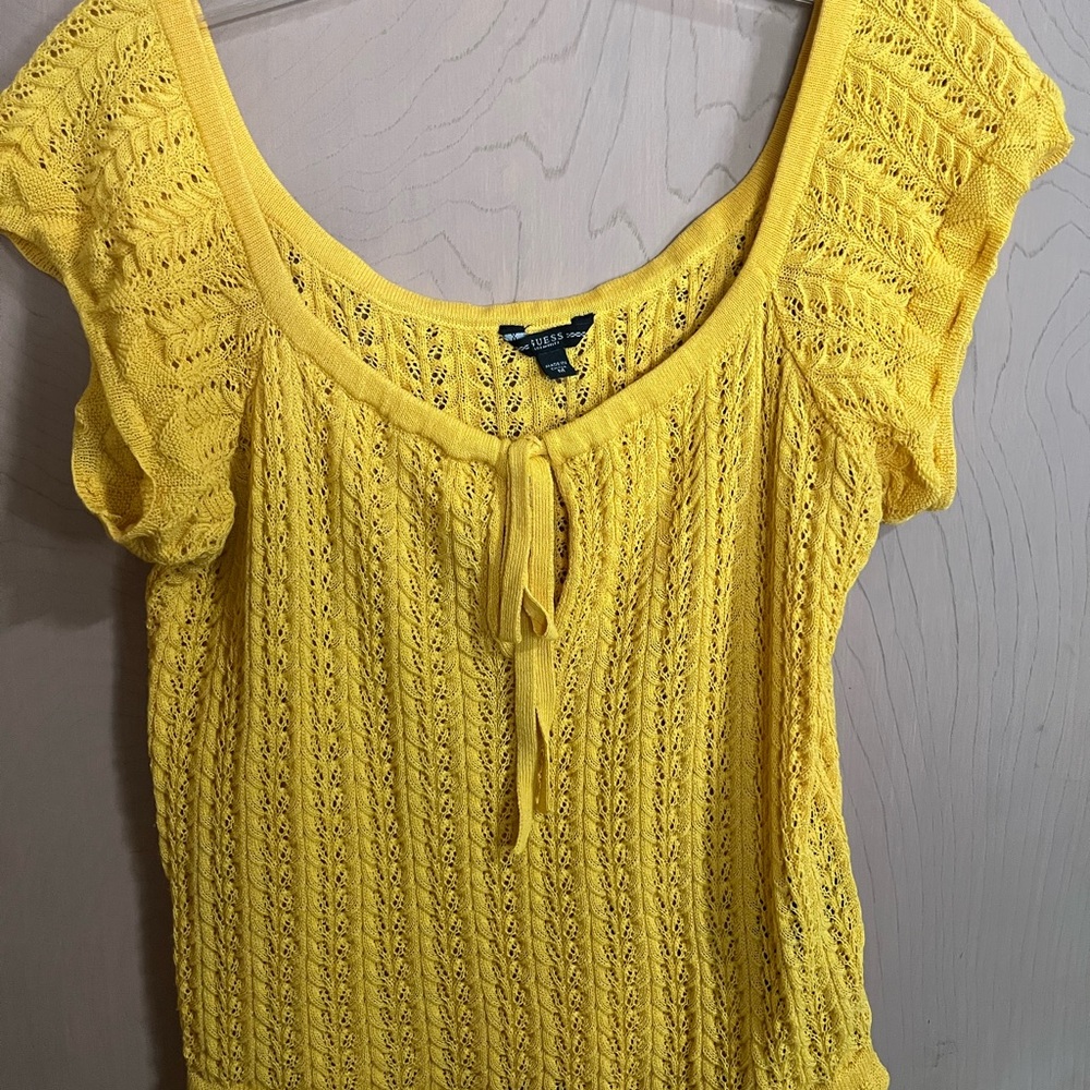 Guess Yellow Knit Blouse